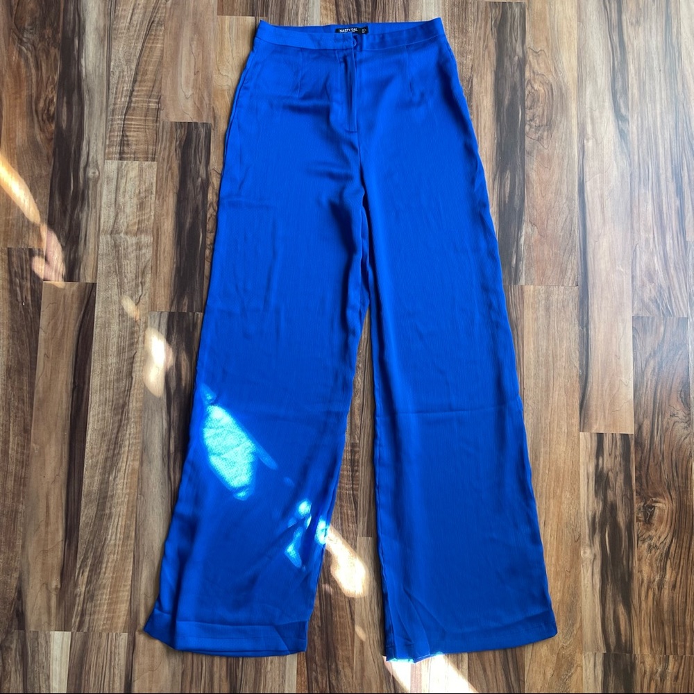 NWT Nasty Gal Blue Wide Leg Trouser
